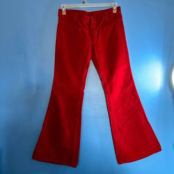 Denim - Unbranded Women’s Vintage Red Velvet Bell Bottom Jeans – Retro